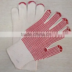 Guangzhou Red PVC Dotted Cotton Knitted Working Gloves thumbnail-1
