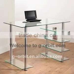 Metal Frame Design Modern Glass Computer Table thumbnail-1