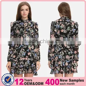 Guangzhou Designer One Piece Floral Midi Dresses for Women thumbnail-1