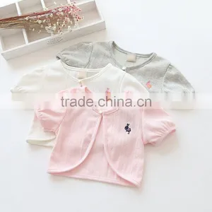 Children's Clothing Rabbit Bow Hollow Cotton Shawl Embroidered Waistcoinside Thin Coat for Summer thumbnail-1