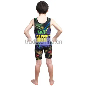 USA Cheap Custom Sublimated Wrestling Singlets for Children thumbnail-2