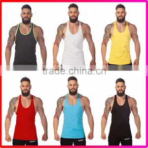 2017Wholesale Plain Cotton Men Sport Gym Fitness Tank Tops T-Shirt thumbnail-3