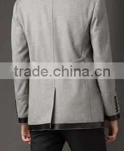 2017 Men Coat Offwhite Color Black Hem Joint Fashion Design thumbnail-2