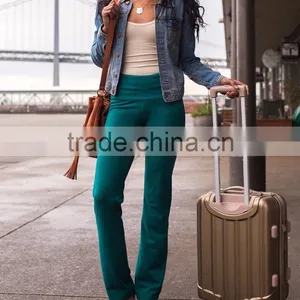 Straight Green Leggings Yoga Pants 88% Polyester 12% Spandex Quick Dry Moisture Wick Sportswear thumbnail-4