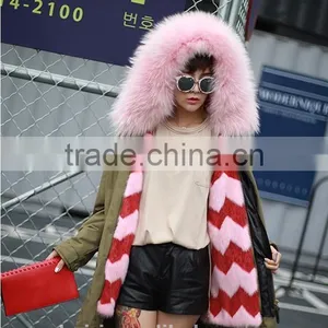 Factory Supply Woman Winter Real Mink Fur Parka Linging With Fox Fur Collar Hood With High Quality Pc-211 thumbnail-3