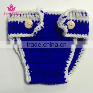 4pcs Set Photo Props Hat+shoes+diaper+tie Fashion Blue Crochet Cowboy Custome Photography thumbnail-3