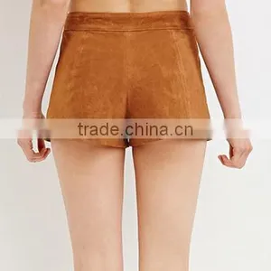 EY0579P Camel 100% Polyester Women Office Shorts 2016 thumbnail-3