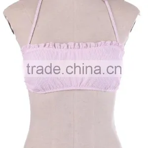 Whlolesale Hot Sale Monogrammed Seersucker Ruffle Bandeau Top thumbnail-4