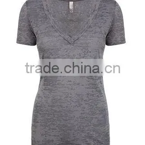 Next Level Apparel Ladies' Burnout Crossover V-Neck Tee - Made From Pre-shrunk 65% Polyester and 35% Cotton Jersey. thumbnail-5