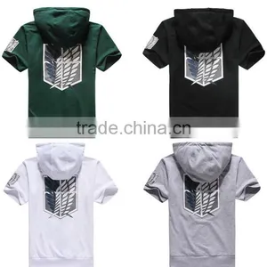 Walson New Cospaly Attack on Titan Unisex Hoodie T-shirt Short Sleeve Costumes 4 Colors thumbnail-1