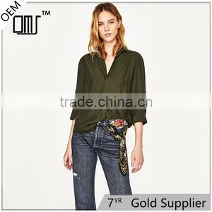 2017 OEM SpringButtoned Cuffs and Elbow-length Sleeves Polo Neck Shirt thumbnail-1
