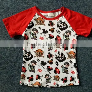 Wholesale Raglan t Shirt Boys Clothing Custom t Shirt Printing Red Sleeve thumbnail-1