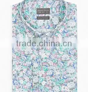 Light Blue Floral Cut Away Collar Mens Dress Shirt thumbnail-1