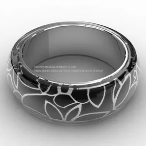 Black Enamel Silver Plated Stainless Steel Bangle For Gift thumbnail-1