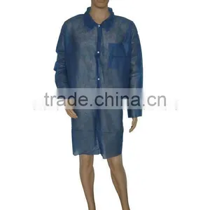 Disposable Dark Blue Non-allergic PP Work Cloth With Buttons & Pockets thumbnail-1