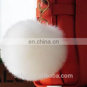 Handmade Colorful Fake Fur Ball Keychain thumbnail-2