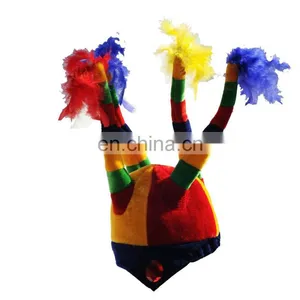 MCH-1049 Party Carnival Funny Velvet Wholesale Adult Colorful Joker Hat With Feathers thumbnail-1