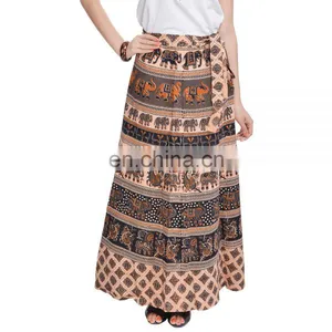 Bagru Print Long Wrap Skirt From Indian for Selling on Ecommerce Website Portal or Amazon thumbnail-1