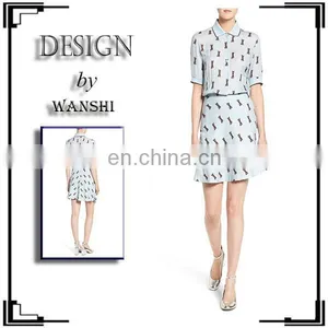 Hot Sell Women Wear Short Sleeve Printed Design Shirtdress Fashion Dresses for Women thumbnail-1