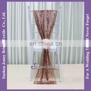 C385#24 Pageant and Bridal Sash Rose Gold Sequin Chair Cover Chair Sashes thumbnail-1