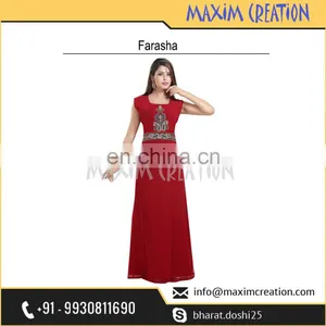 Fancy Evening Wear Caftan For Arabian Ladies With Simple Elegant Embroidery Design 6585 thumbnail-5