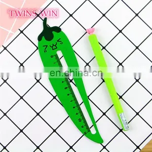 Latest Popular Korean Kawaii Stationery Promotion High Quality Hot Selling Funny Chili Shaped Wooden Ruler for Student thumbnail-3