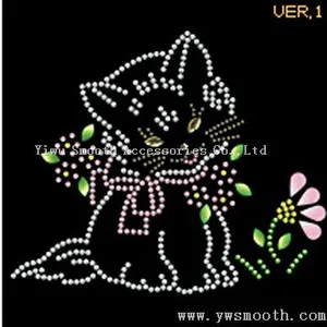 Wholesale Fashion Design Repair Kitten Diamond Rhinestone Iron on Transfer thumbnail-3