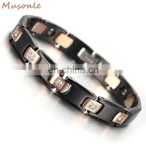Ceramics Magnetic Energy Therapy Men's Link Wrist Bracelet Bio Tungsten Magnetic Bracelet thumbnail-3