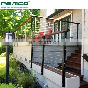 Outdoor Deck Powder Coating 316 Stainless Steel Black Staircase Designs Cable Railing Kit System thumbnail-4