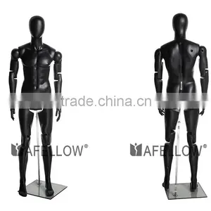 Fiberglass Egg Head Male Matt Black Movable Mannequins thumbnail-3