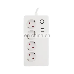 Universal EU Travel Extension Plug Socket 4 Outlets 2 USB Desktop Power Strip Surge Protector thumbnail-4
