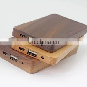 Wooden Oem Logo Promotional 6000mah Power Bank Wood Battery Charger Super Thin Power Charger for Phone thumbnail-4