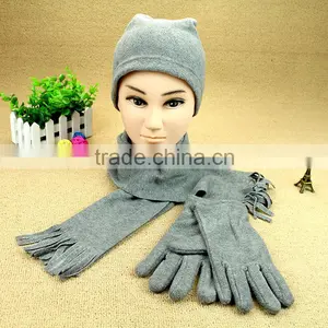 2016 Fashion Two-pieces Poral Fleece Hat & Scarf & Glove Sets thumbnail-1