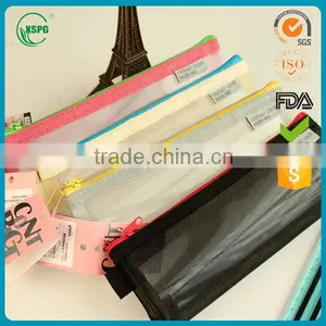 Plastic PVC Pencil Case, Grid Pencil Bag thumbnail-1