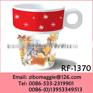Stackable 8oz Professional White Porcelain Christmas Coffee Mug for White Mugs Wholesale thumbnail-1