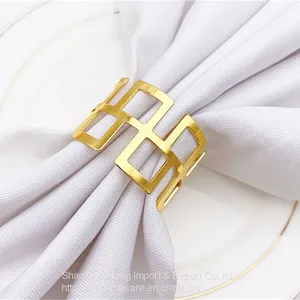 Wedding Party Holiday Banquet Christmas Dinner Delicate Serviette Buckles Hollow Out Design Gold Napkin Ring Holder thumbnail-3