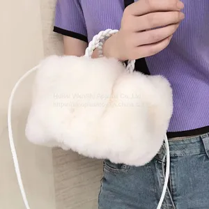 011Newly Arrived Small Plush Handbag High Quality Women's Popular Design Cloud Plush Purse Personality Girl Faux Fur Handbag thumbnail-1