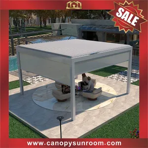 Outdoor Backyard Aluminum Louver Motorized Louvered Shutter Opening Roof Pergola Shelter for Sale thumbnail-2