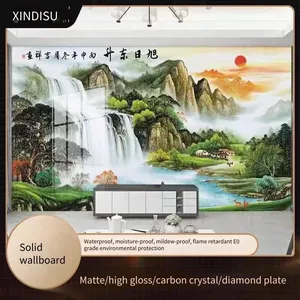 Xindishu Bamboo and Wood Fiber 3d High-gloss Precision Printing 8d Crystal Ice Sculpture Process Background Wall thumbnail-1