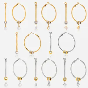 C-Shaped Hoop Earrings Stainless Steel Gold Plated Unisex Jewelry thumbnail-3