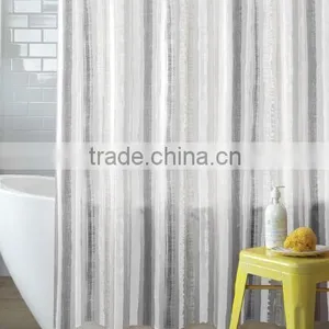 Shower Curtain Gray Stripe Printed, Hot Sale Classic Bathroom Waterproof Curtain thumbnail-1