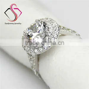 Round Brilliant Cut Moissanite 2CT 8.0mm Center Double Halo 14k 18k White Yellow Gold Halo Diamond Engagement Ring thumbnail-3