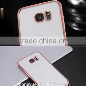 Luxury Rose Gold TPU Plating Plated Edge Soft Clear Case for Samsung S7 Edge thumbnail-5