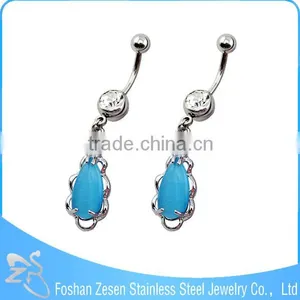 Hypoallergenic Women Dangling Clover Belly Ring Fashion Crystal Banana Piercing thumbnail-4