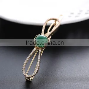 Neoglory Accessories Beautiful Green and Blue Zircon Crystal Vertical Clip Hair Pin thumbnail-5