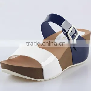 2015 Women Jelly PVC Slipper Shoes Stitching Color PU Wedge Sandals PU Wedges Shoes thumbnail-2