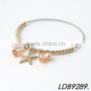 Gold Spring Chain With Fishstar Glass Beads Bangle thumbnail-2