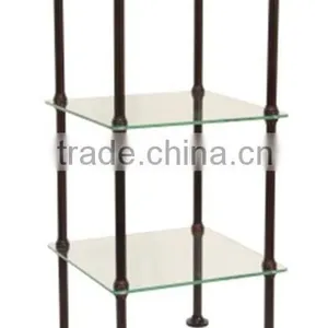 Floor Stainding Bathroom Vintage ORB Plated 3 Tier Glass Shelves Bath Etagere thumbnail-1