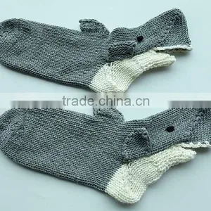 Funny 100% Cotton Pure Handmade Women Crochet Shark Socks thumbnail-2