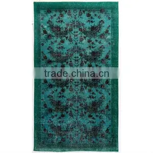 Handmaden Turquoise Over-dyed Rug (7 x 4 Feet) thumbnail-1